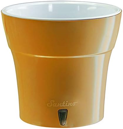 Santino Self Watering Planter DALI 7.7 Inch in Caramel-White - Modern Flower Pot with Water Level Indicator for All House Plants, Flowers, Herbs, Succulents and Orchids