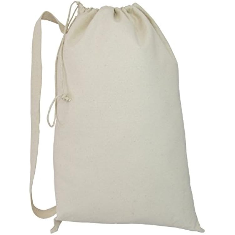 Heavy Duty Natural Cotton Canvas Laundry Bags Set of 3-Medium, Natural