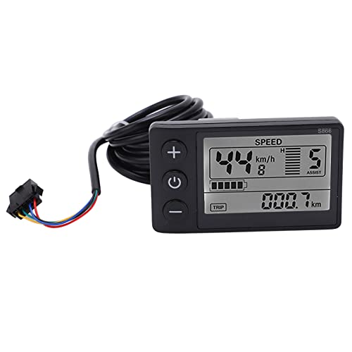 S866 LCD Display, S866 Bike Computer, Electric Bicycle Display LCD Meter, S866 Electric Bicycle Display LCD Meter 24V 36V 48V Electric Scooter Control Panel with SM Plug