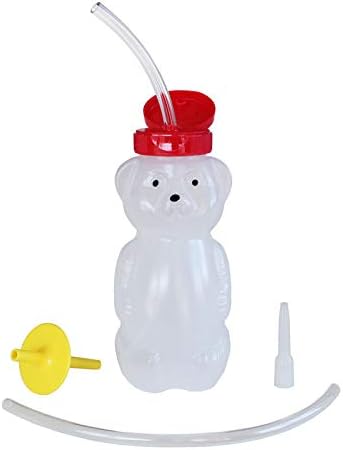 ARK Bear Bottle Kit to Teach Straw Drinking, Food-Grade Honey Bear Straw Cup with One-Way Valve, Sippy Cup Alternative