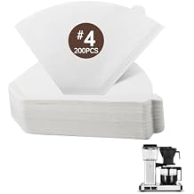 200 PCS No.4 Coffee Filters Compatible with Technivorm Moccamaster, White #4 Cone Coffee Filters, Disposable Bleached Paper Filter, Durable with No Grounds Passing Through, Ideal for Home Brewing