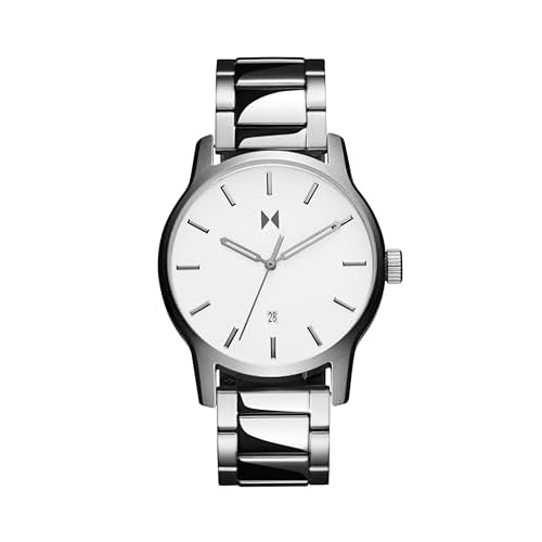 MVMT Classic II Mens 3 Hand Quartz Watch, Leather Strap, Stainless Steel, Water Resistant up to 5ATM50 Meters - Everyday Sport Wear for Him - 44mm