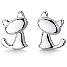 Cute Cat Stud Earrings S925 Sterling Silver Minimalist Lovely Pet Animal Tiny Cartilage Earring Ear Studs Piercing Hypoallergenic Jewelry Gifts for Women Girls