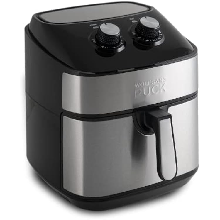 Wolfgang Puck 9.7QT Stainless Steel Air Fryer, Large Single Basket Design, Simple Dial Controls, Nonstick Interior, Includes Cooking Guide & Recipes