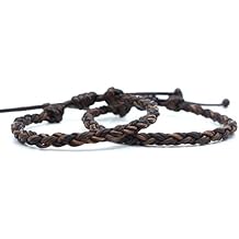 Couple Bracelets Braided Leather Bracelets Braided Dark Brown Leather Bracelets. Gift Ready Packaging.