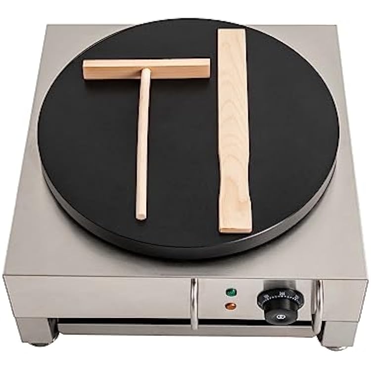 Crepe Maker 16 Electric Pancake Maker Machine Non-stick Commercial Crepe Maker, Large Pancake Machine Crepes Griddle with Wooden Scraper for Restaurants, Snack Stalls