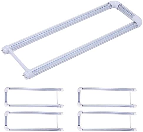 4 Pack T8 U Bend LED Tube Light,LED U Shaped Bulbs,Shop Light,Office Light 2x2FT 24W50W Equivalent,6000K Daylight White,G13 Base Dual-End Powered,Ballast Bypass,LED Bulb Clear Cover 100-277V