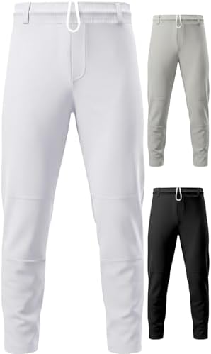Exxact Sports Pull-Up Youth Baseball Pants with Adjustable Drawstring, Full-Length, No-Fly, Open Bottom Boys Baseball Pants