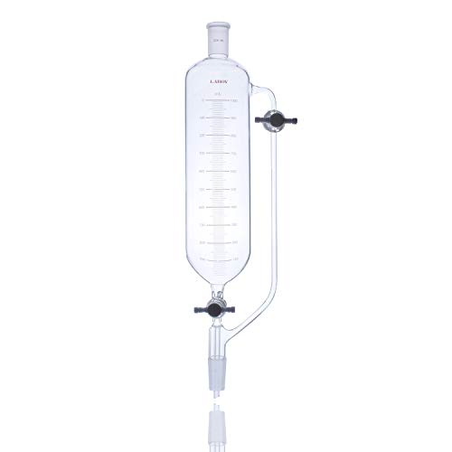 Laboy Glass 1000mL Addition Graduated Pressure Equalizing Dropping Funnel with 2440 Joints & Two 2mm PTFE Stopcocks Chemistry Lab Glassware