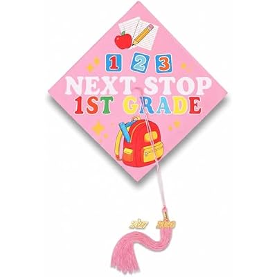 Knitgrip Next Stop Kindergarten Graduation Cap with 2026 2027 Tassel Year Charm, Preschool & Pre-k Grad Cap Topper for Kids