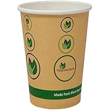 BioGreenChoice 12 oz. Compostable Eco-friendly Hot Cup with PLA Bio Lining Insulated disposable Hot Coffee cups - Heavy-duty & Microwave Safe Paper cups (500 Count- Bulk) (12 Oz., Single Wall)