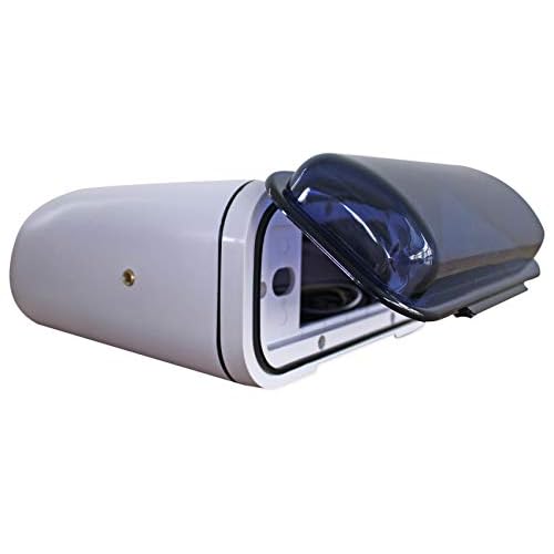 Rockville RMH200W Single DIN Marine Radio Housing, Waterproof Gimbal Mount, UV-Resistant, Flip-Up Door, Pre-Wired, White for Boats and Marine Audio