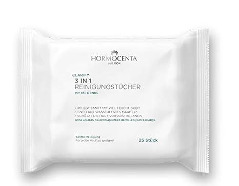 Hormocenta CLARIFY 3 IN 1 CLEANSING WIPES - Particularly gentle 3in1 cleaning wipes, 1 Pack with 25 pcs.