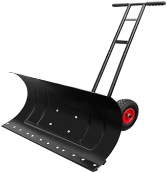 Heavy Duty Snow Shovel with Wheels for Driveway - Efficient Snow Pusher & Back Saver Snow Plow (29.5x17in) - Ideal for Quick Snow Removal