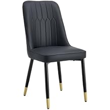 Adjustable Office Computer Chair with Armrest 1pcs Dining Chairs Equipped with Leather Backrest Cushions and Black Metal Legs
