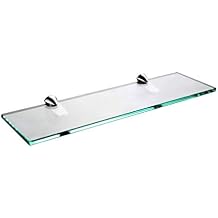 XVL 14-Inch Bathroom Glass Shelf, Chrome GS3004B