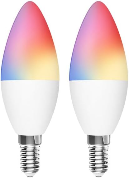 WiFi E14 Smart RGBCW Candle Bulb Compatible with Alexa,App and Voice Control 5W (2 Packs)