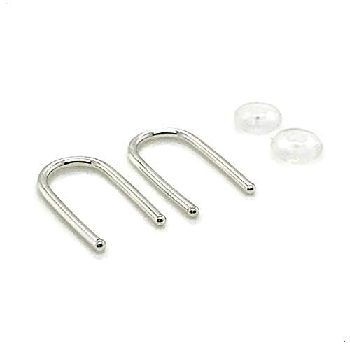 14K Yellow Gold, Sterling Silver Long Arc Smooth Wire Hook Threader Huggie Earrings 18 Gauge
