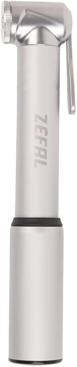 ZEFAL Road Micro - Compact & Lightweight Aluminium Mini Bike Pump - Suitable for Presta and Schrader - 7 Bar / 100 psi - Silver