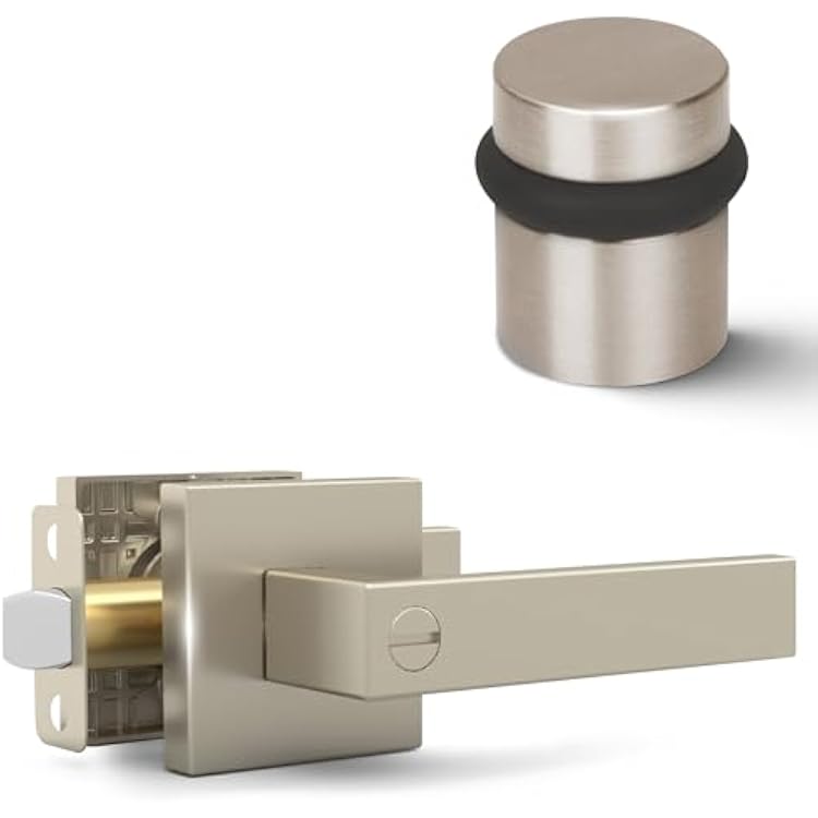 Mega Handles ROBELL Collection - Reversible Privacy Door Handle  Door Stopper 1.5IN Satin Nickel