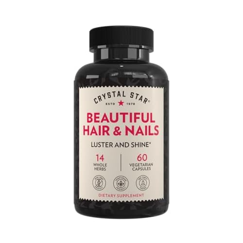 Crystal Star Beautiful Hair & Nail Supplement 60 Capsules Herbal Supplement Supports Thicker Stronger Hair & Nails Horsetail, Nettle & Alfalfa Non-GMO