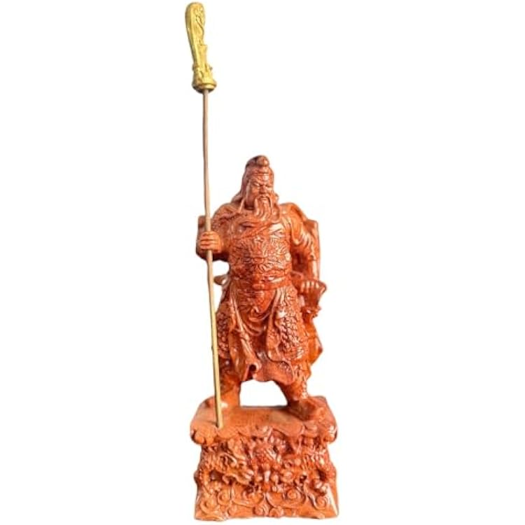 Handcrafted Rosewood Chinese Warrior Guan Yu Decorative Statue, Spiritual Gift Decor, Lucky Animal Statue, Rare Collectible Gift, for Home Decor