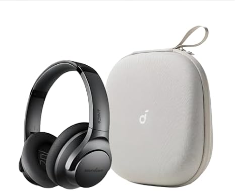 Soundcore Anker Life Q20 Hybrid Active Noise Cancelling Headphones, with Travel Case, Wireless Over Ear Bluetooth Headphones, 60H Playtime, Hi-Res Audio, Deep Bass, Memory Foam Ear Cups