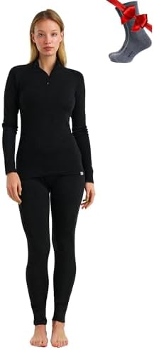 Merino.tech Merino Wool Base Layer Women Set - Heavyweight, Lite, Midweight Merino Thermal Underwear for Women Top, Bottom