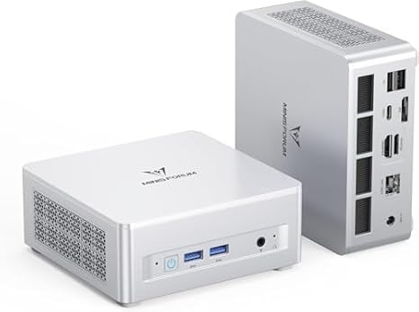 MINISFORUM UM880 Plus Mini PC Barebone with AMD Ryzen 7 8845HS (8C/16T, Up to 5.1GHz), Radeon 780M Graphics, OCuLink, Triple Display, 8K@60Hz, 5 USB Ports, Wifi6E(NO RAM/SSD/OS)