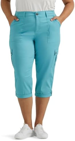Lee Womens Plus Size Flex-to-go Mid-Rise Relaxed Fit Cargo Capri Pant