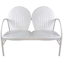 47-Inch Outdoor Retro Tulip Steel Loveseat, White