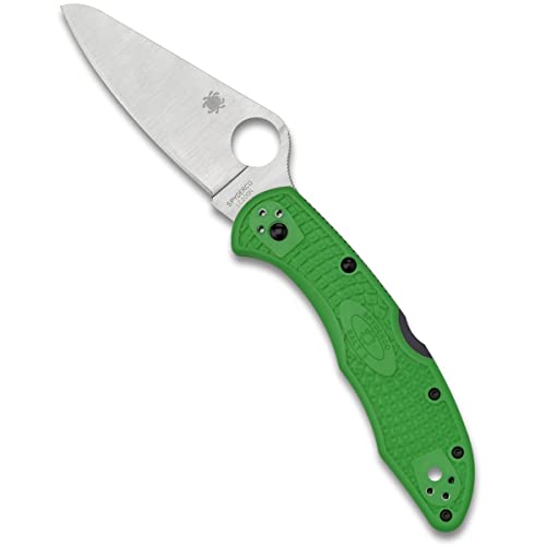 Spyderco Salt 2 Knife with 3 LC200N Stainless Steel Blade and Lightweight FRN Green Handle - PlainEdge - C88FPGR2