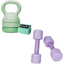 Green Adjustable Kettlebell (12 lbs) and Purple Adjustable Dumbbell (5 lbs) Bundle