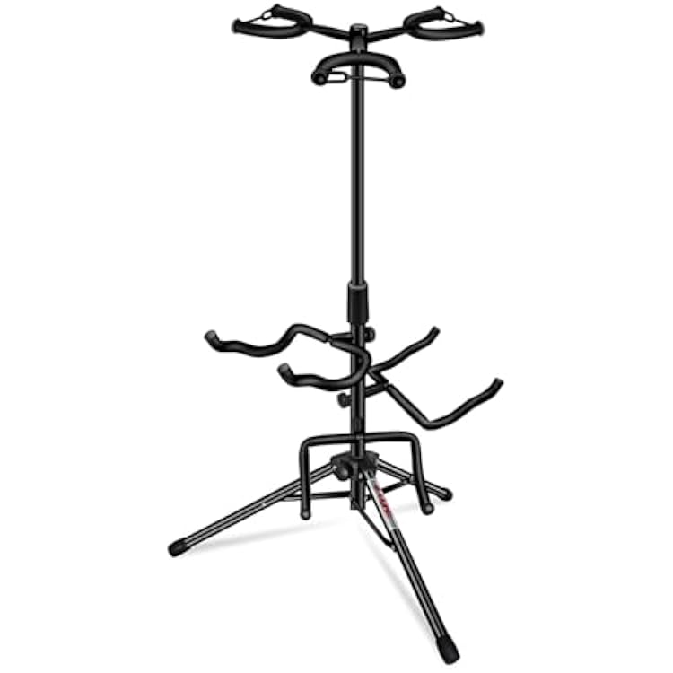 5 CORE Triple Guitar Stand Adjustable Floor Stand with Neck Holders Universal Support for Acoustic Electric Classical & Bass Guitars GSH 3N1