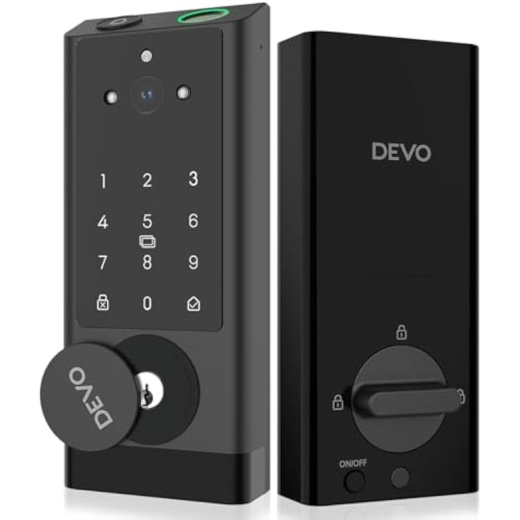 DEVO G1 Video Smart Lock with Camera & Doorbell, 6-in-1 Keyless Entry Door Lock with Fingerprint, App Remote, Auto Lock, Built-in Wi-Fi Smart Deadbolt for Front Door, IP65 Waterproof, Easy Install