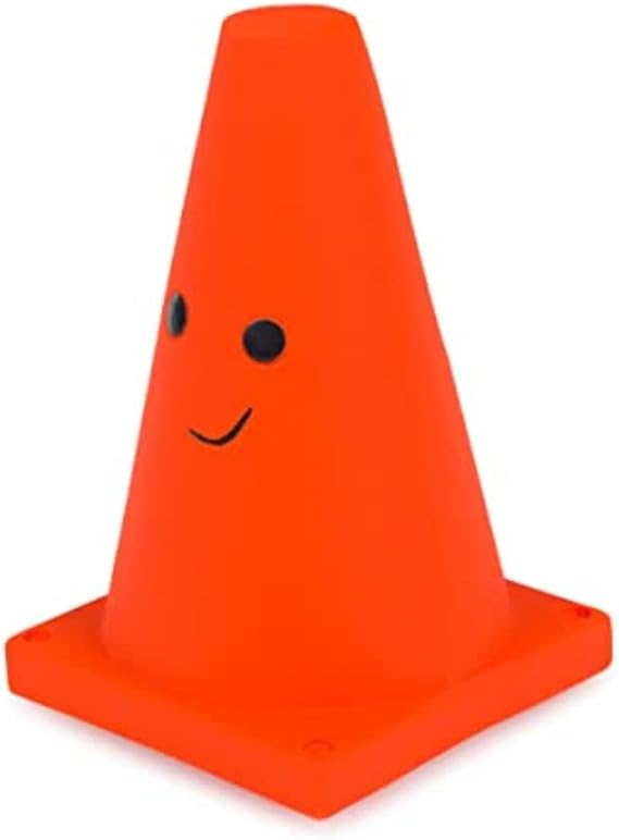 Petface Teri the Traffic Cone Latex Dog Toy with Squeaker (Pack of 1) | Durable Latex Material, for Throw & Fetch, Engaging Design