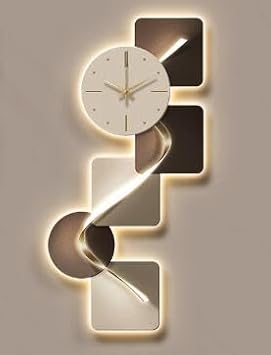 Large Wall Clock for Living Room Decor, Non Ticking Silent Modern Abstract Geometric Clocks with LED Light,100CM,D
