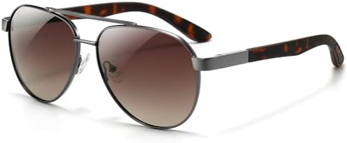 SUNGAIT Aviator Sunglasses for Men Women Polarized UV Protection Military Style Spring Hinges Matte Finish Temples