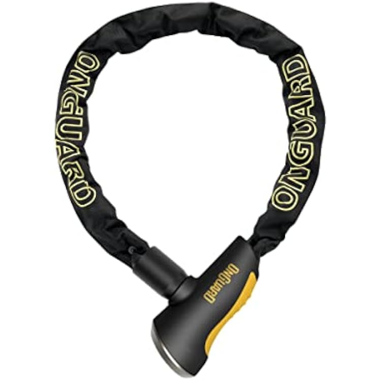 OnGuard Mastiff 4.9 ft Chain Lock 8 mm Hardened Steel Chain 150 cm X2P Dual Lock System, Integrated Lock Head, Protective Sleeve, 5 Laser-Cut Keys