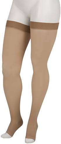 Juzo Basic 4411 Thigh-High 15-20mmHg Open Toe Compression Stocking with Silicone Top Band- Men & Women, Short