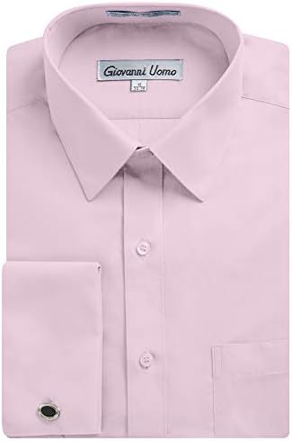 Mens Regular & Slim Fit French Cuff Solid Dress Shirt - Colors Cufflink Included