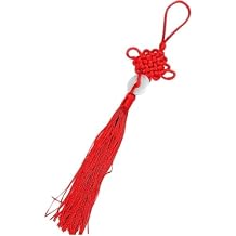 Chinese Traditional Red Knot Hanging Pendant with Jade Charm, Lucky Tassel Decoration for Home, Car, New Year Festival