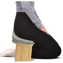 LOYALHEARTDY Meditation Bench - Bamboo Wood, Foldable Meditation Stool with Velvet Cushion Cover & Carrying Bag - Prayer Kneeler Chair for Yoga Or Sitting (Green)