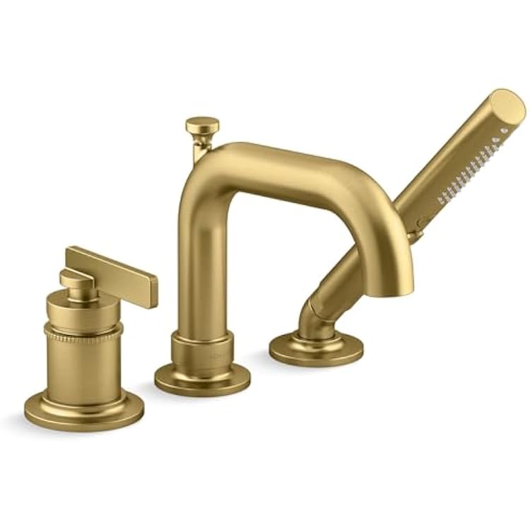 Kohler K35913-4-2MB Castia by Studio McGee Deck Mounted Roman Tub Filler with Built-In Diverter - Includes Hand Shower Vibrant Brushed Moderne Brass