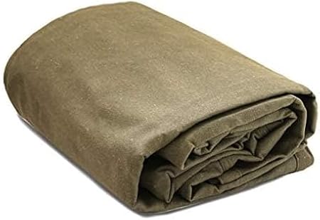 WHITEDUCK Canvas Tarp 18 oz. Heavy Duty Water Repellent UV Resistant, Rustproof Grommets, Industrial & Commercial Use Cloth Tarps (Cut Size: 6x8, Finished Size: 5'6"x7'6", Olive Drab)