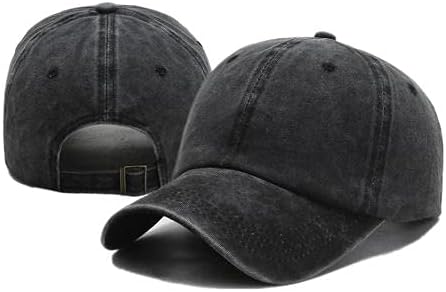 Perlotus Unisex Black Cotton Vintage Hat Adjustable Sports Stylish Design Organic Material