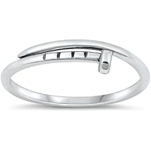 CloseoutWarehouse 925 Sterling Silver Thin Nail Ring