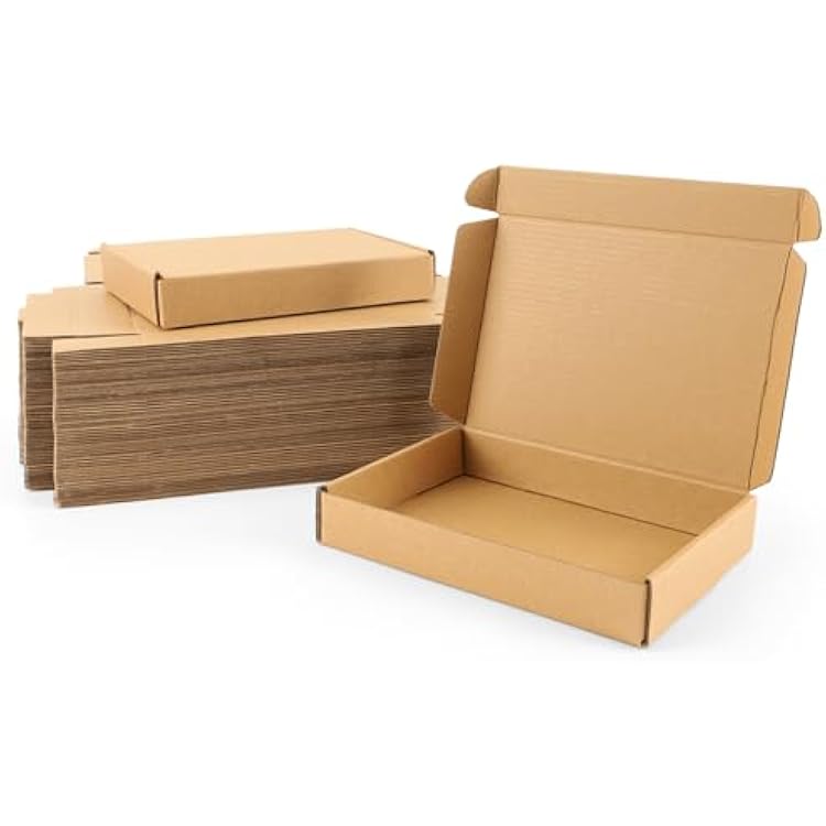 BIOBROWN 7x5x1 Small Shipping Boxes 50 Pack, Corrugated Cardboard Mailer Boxes Bulk for Packaging Small Business Mailing Gift, Kraft Brown