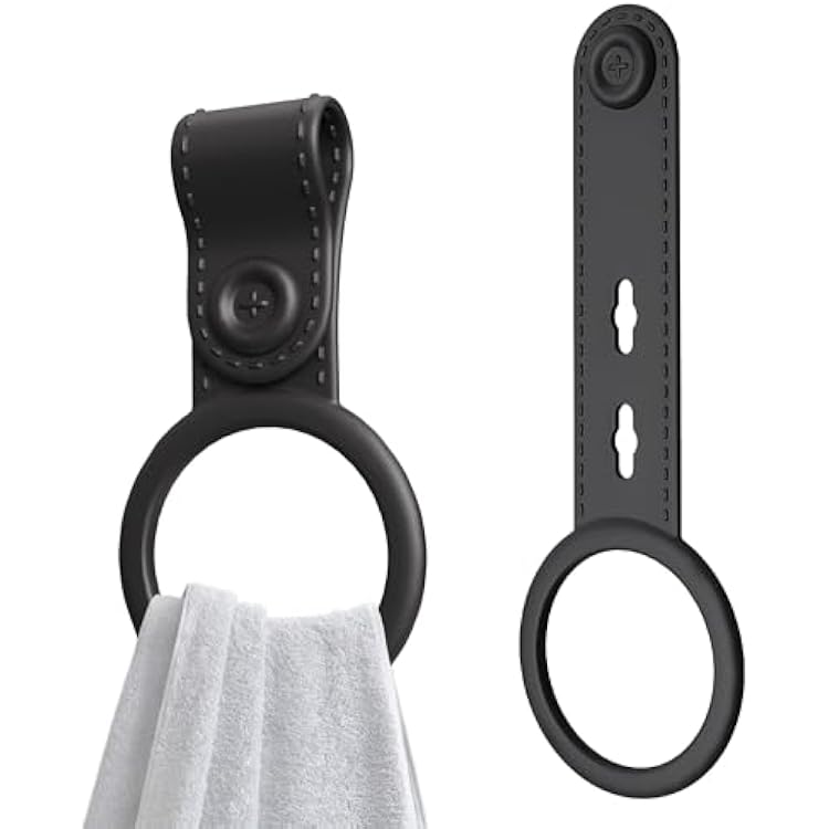 Kitchen Towel Holder, Silicone Hand Towel Holder for Kitchen & Bathroom, Adjustable Towel Hanger Compatible for Oven Door, Cabinet Handles, Bathroom Rods Black, 2 Pack