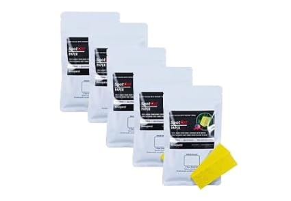 SpotOn Water Sensitive Paper (WSP) for Sprayer Calibration - Five Packs of 1"x3" Paper - 50 Sheets Per Pack - Reduce Waste and Ensure Consistent Application of Spray Droplets - Assess Spray Coverage